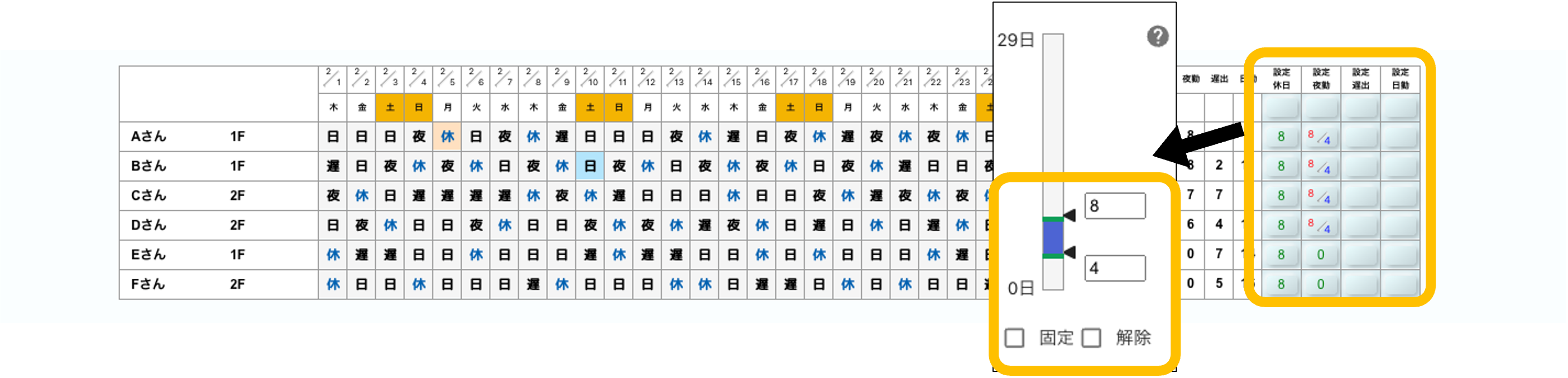 シフト作成日数設定