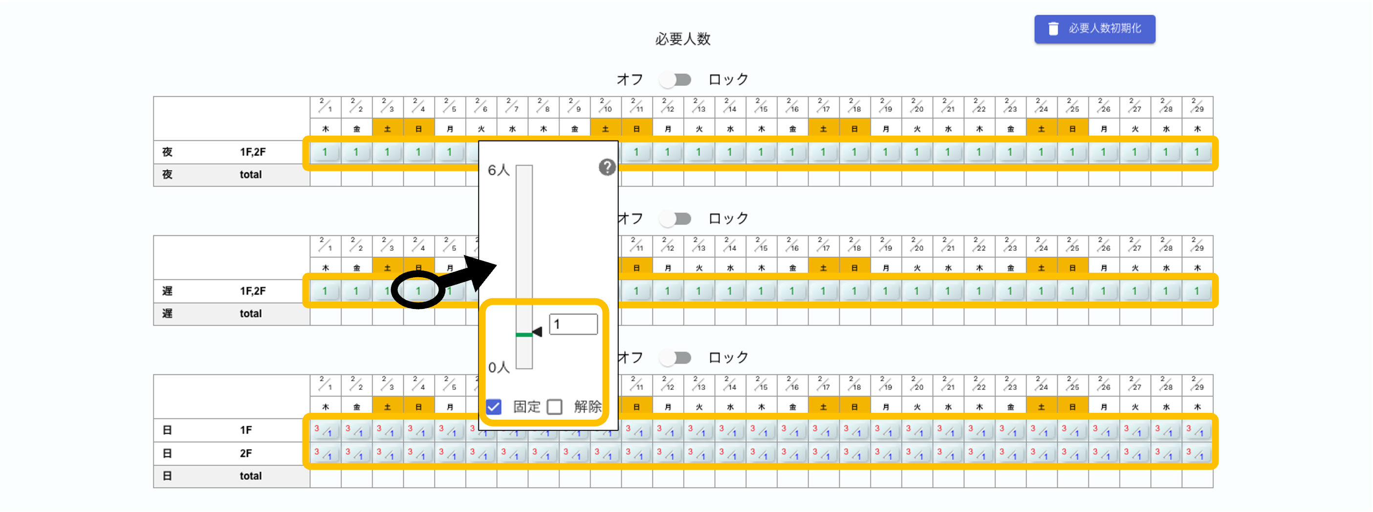 必要人数設定